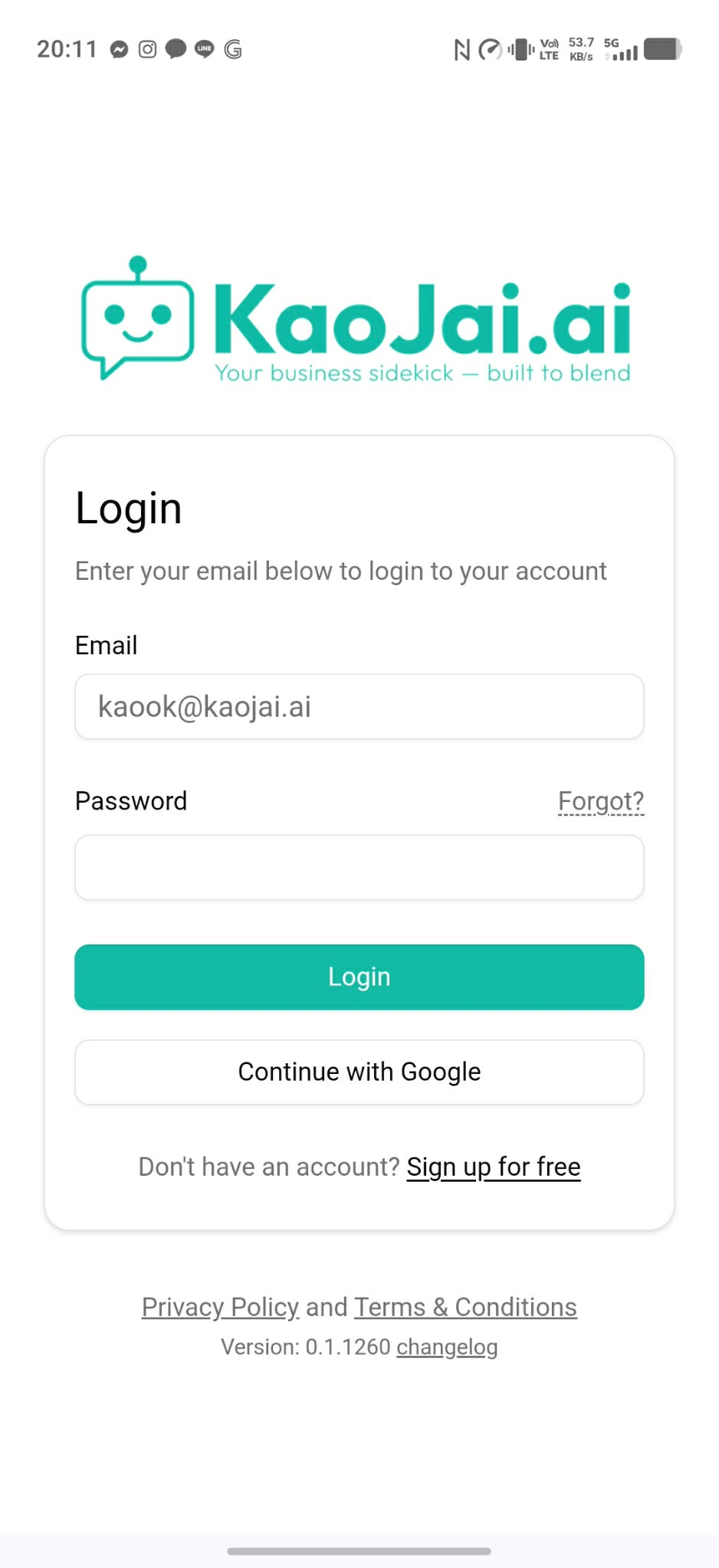 KaoJai Admin opened in app mode