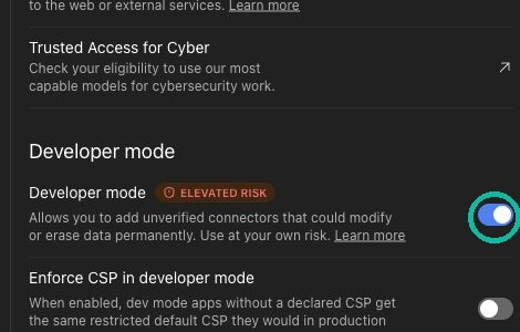 ChatGPT Developer mode setting highlighted