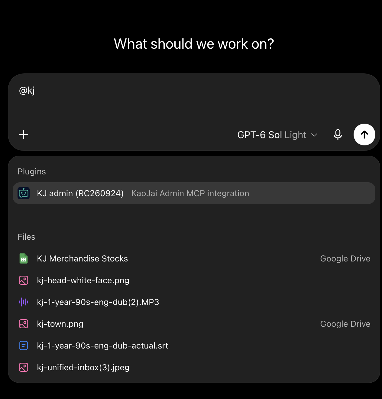 Select KJ admin from the ChatGPT at-mention menu