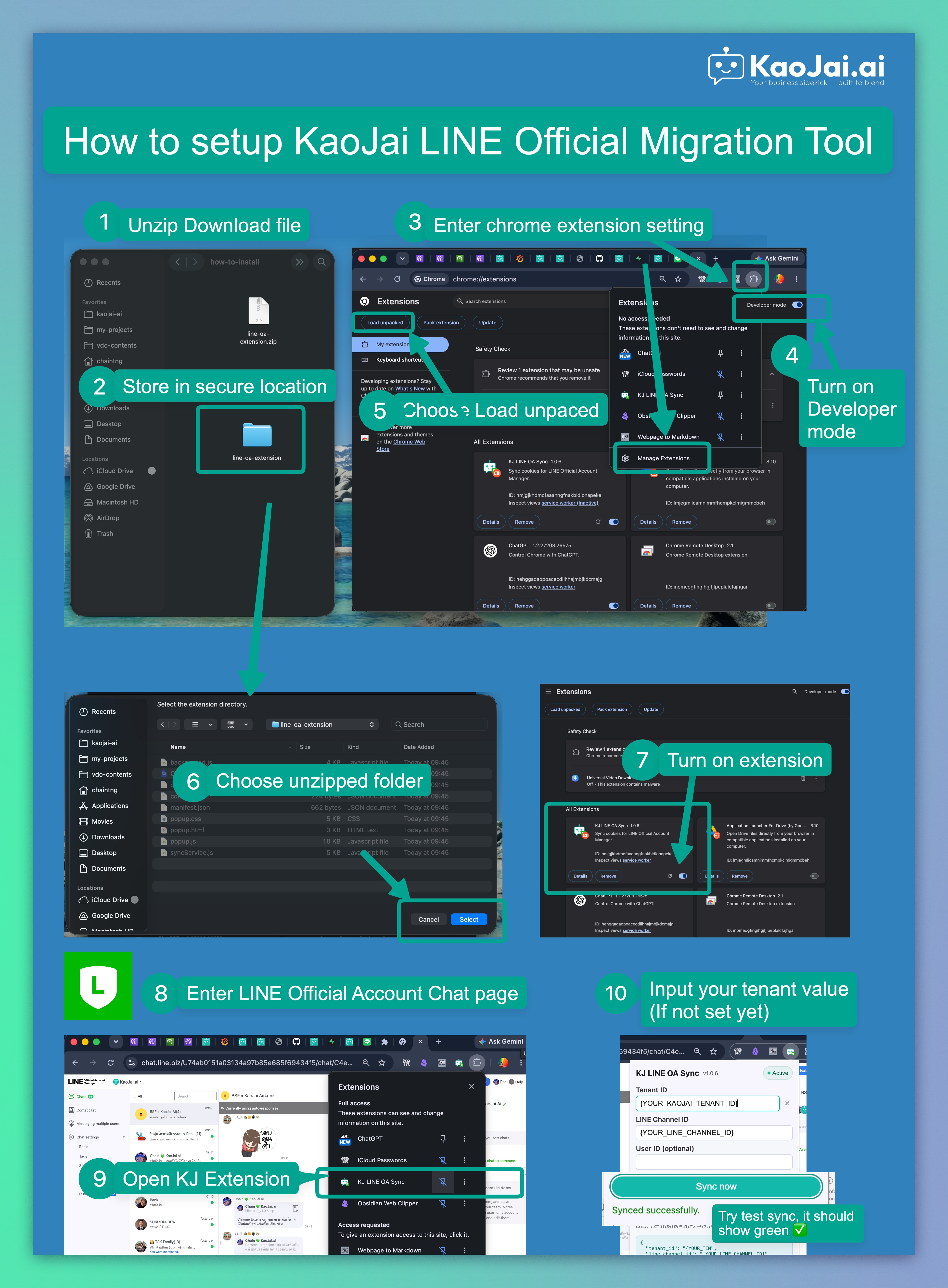 How to set up the KaoJai LINE Official Migration Tool Chrome Extension