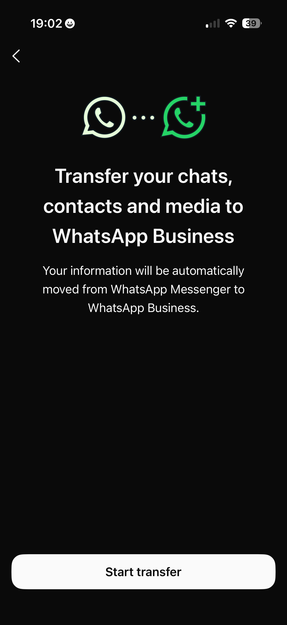 Continue the WhatsApp Business setup