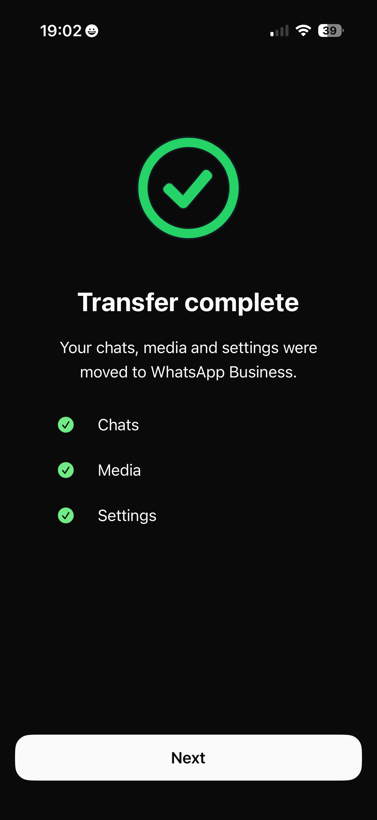Allow WhatsApp Business to prepare your account