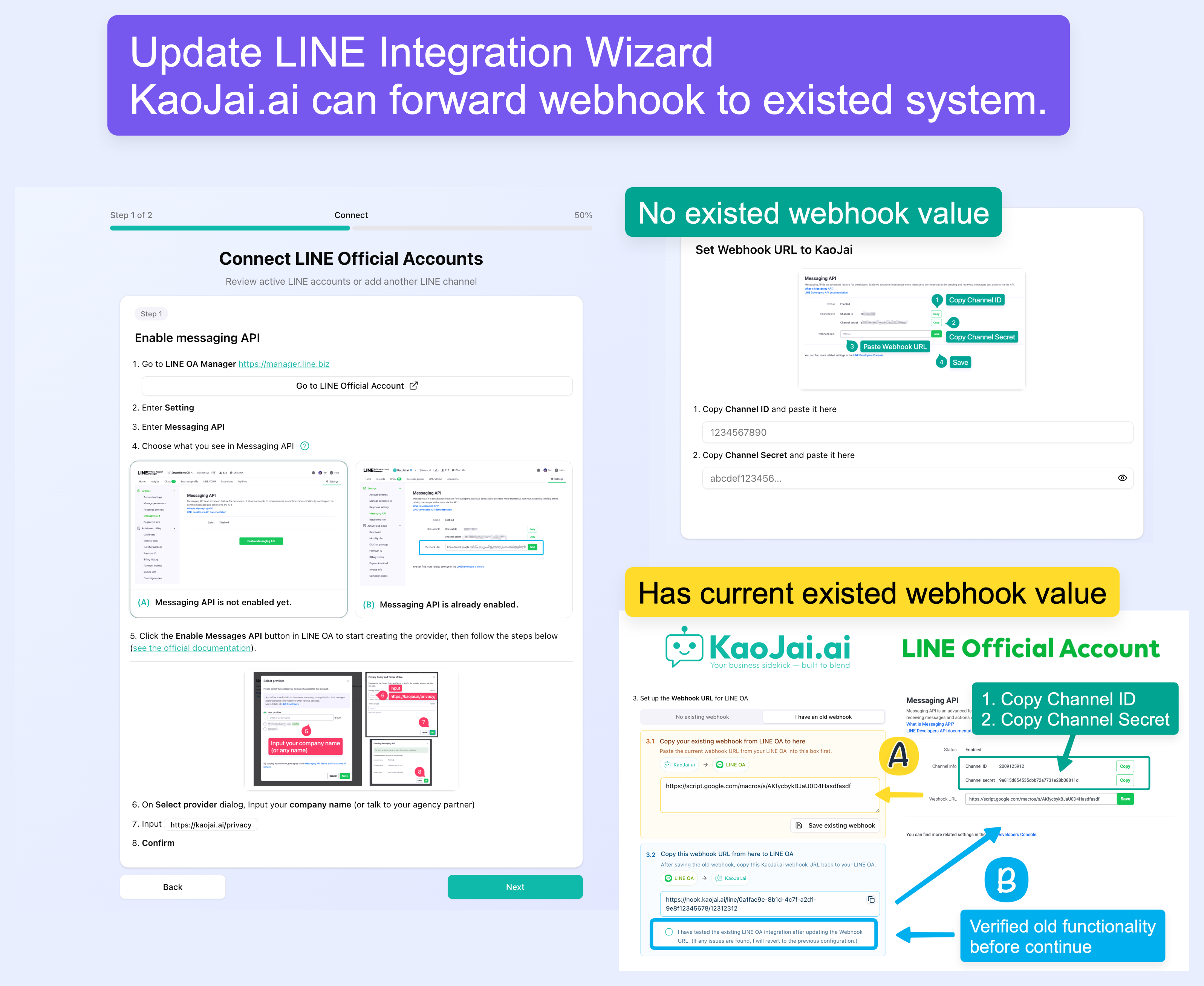 อัปเดตตัวช่วยตั้งค่า LINE สำหรับบัญชีที่มีระบบเดิม
