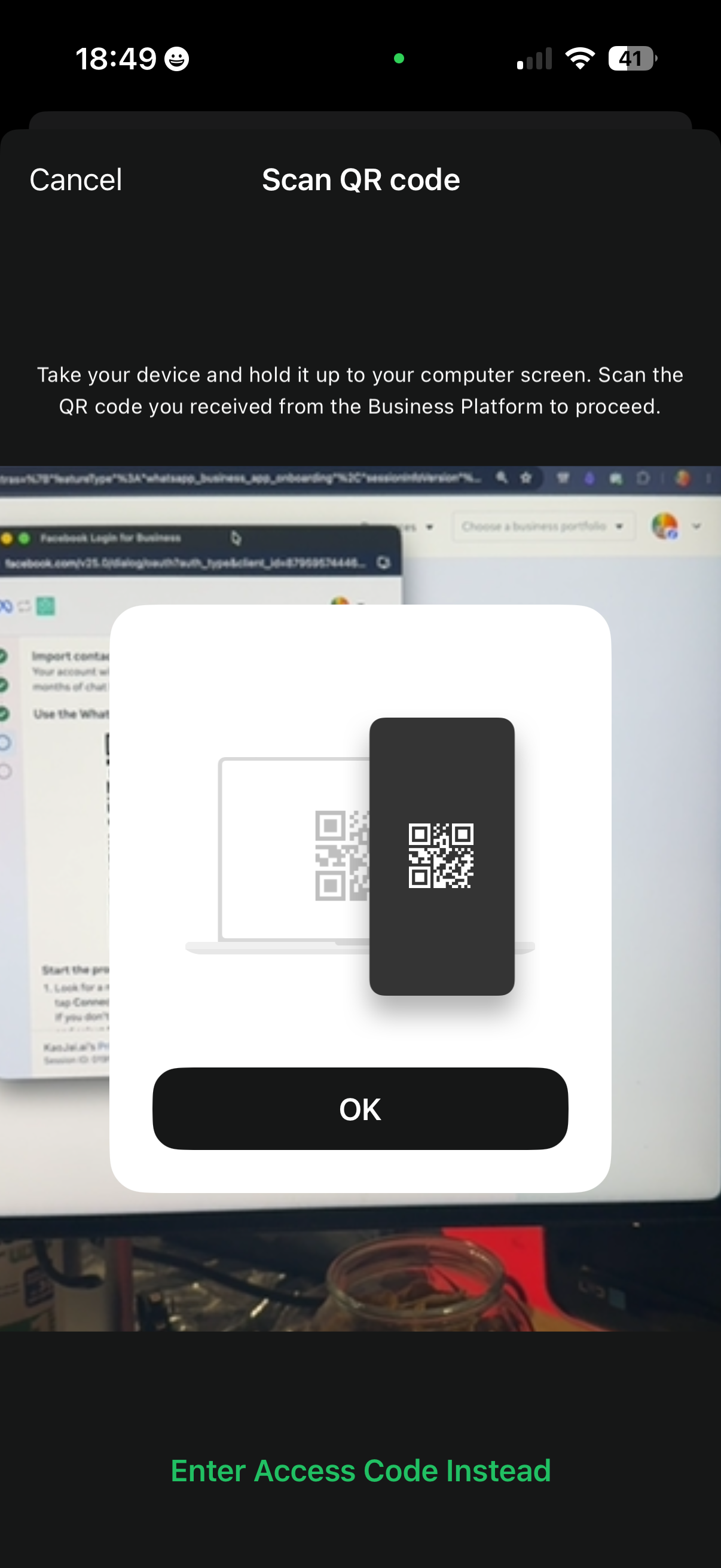 Scan the QR code from your computer