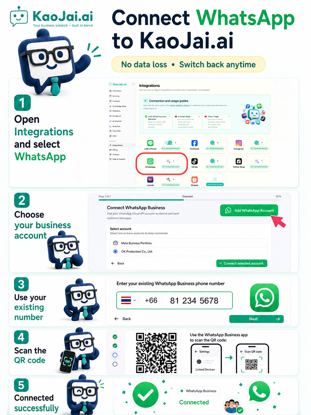 Connecting WhatsApp with KaoJai.ai